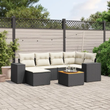 vidaXL 7 részes fekete polyrattan kerti ülőgarnitúra párnával kerti bútor