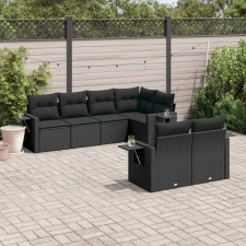 vidaXL 7 részes fekete polyrattan kerti ülőgarnitúra párnával kerti bútor