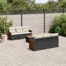 vidaXL 7 részes fekete polyrattan kerti ülőgarnitúra párnával kerti bútor