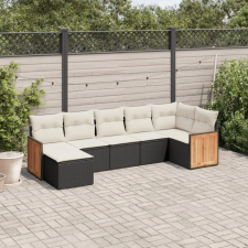 vidaXL 7 részes fekete polyrattan kerti ülőgarnitúra párnával kerti bútor