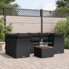 vidaXL 7 részes fekete polyrattan kerti ülőgarnitúra párnával kerti bútor