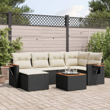 vidaXL 7 részes fekete polyrattan kerti ülőgarnitúra párnával kerti bútor