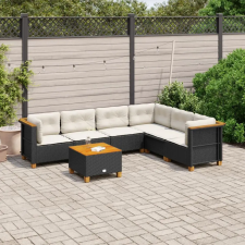 vidaXL 7 részes fekete polyrattan kerti ülőgarnitúra párnával kerti bútor