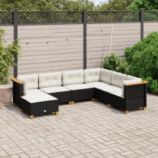 vidaXL 7 részes fekete polyrattan kerti ülőgarnitúra párnával kerti bútor