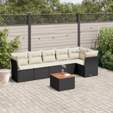 vidaXL 7 részes fekete polyrattan kerti ülőgarnitúra párnával kerti bútor