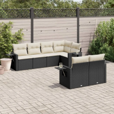vidaXL 7 részes fekete polyrattan kerti ülőgarnitúra párnával kerti bútor