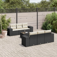 vidaXL 7 részes fekete polyrattan kerti ülőgarnitúra párnával kerti bútor