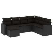vidaXL 7 részes fekete polyrattan kerti ülőgarnitúra párnával (3219285) kerti bútor