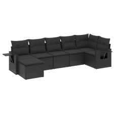 vidaXL 7 részes fekete polyrattan kerti ülőgarnitúra párnával (3220474) kerti bútor