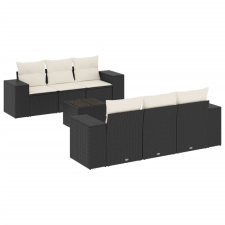 vidaXL 7 részes fekete polyrattan kerti ülőgarnitúra párnával (3222305) kerti bútor