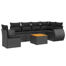 vidaXL 7 részes fekete polyrattan kerti ülőgarnitúra párnával (3225026) kerti bútor