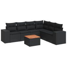 vidaXL 7 részes fekete polyrattan kerti ülőgarnitúra párnával (3225460) kerti bútor