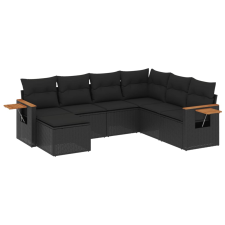 vidaXL 7 részes fekete polyrattan kerti ülőgarnitúra párnával (3227042) kerti bútor