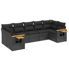 vidaXL 7 részes fekete polyrattan kerti ülőgarnitúra párnával (3227105) kerti bútor