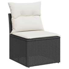 vidaXL 7 részes fekete polyrattan kerti ülőgarnitúra párnával (3227687) kerti bútor
