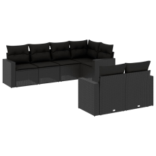 vidaXL 7 részes fekete polyrattan kerti ülőgarnitúra párnával (3251542) kerti bútor