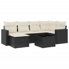 vidaXL 7 részes fekete polyrattan kerti ülőgarnitúra párnával (3251603) kerti bútor