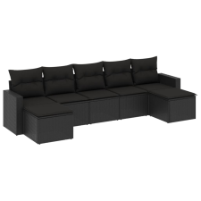 vidaXL 7 részes fekete polyrattan kerti ülőgarnitúra párnával (3251672) kerti bútor