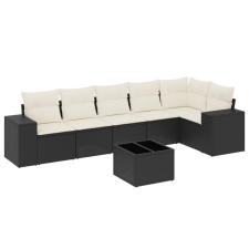 vidaXL 7 részes fekete polyrattan kerti ülőgarnitúra párnával (3254933) kerti bútor