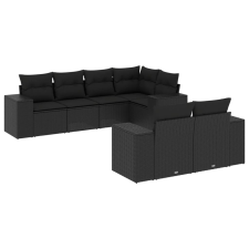 vidaXL 7 részes fekete polyrattan kerti ülőgarnitúra párnával (3255142) kerti bútor