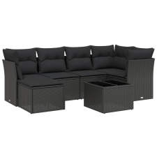 vidaXL 7 részes fekete polyrattan kerti ülőgarnitúra párnával (3263181) kerti bútor