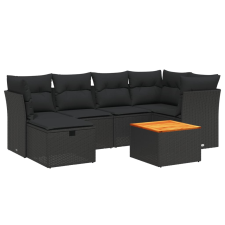 vidaXL 7 részes fekete polyrattan kerti ülőgarnitúra párnával (3264723) kerti bútor