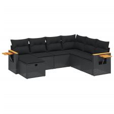 vidaXL 7 részes fekete polyrattan kerti ülőgarnitúra párnával (3265542) kerti bútor