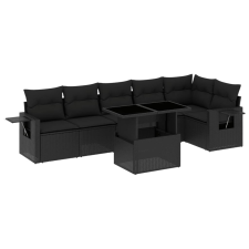 vidaXL 7 részes fekete polyrattan kerti ülőgarnitúra párnával (3267915) kerti bútor