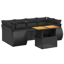 vidaXL 7 részes fekete polyrattan kerti ülőgarnitúra párnával (3272091) kerti bútor