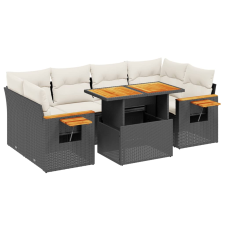 vidaXL 7 részes fekete polyrattan kerti ülőgarnitúra párnával (3273415) kerti bútor