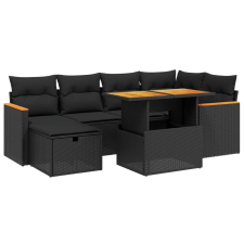 vidaXL 7 részes fekete polyrattan kerti ülőgarnitúra párnával (3276037) kerti bútor