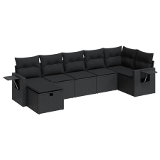 vidaXL 7 részes fekete polyrattan kerti ülőgarnitúra párnával (3325501) kerti bútor