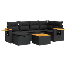 vidaXL 7 részes fekete polyrattan kerti ülőgarnitúra párnával (3325975) kerti bútor