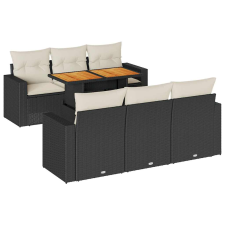 vidaXL 7 részes fekete polyrattan kerti ülőgarnitúra párnával (3326996) kerti bútor