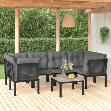 vidaXL 7-részes fekete-szürke polyrattan kerti ülőgarnitúra kerti bútor