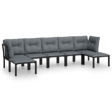 vidaXL 7-részes fekete-szürke polyrattan kerti ülőgarnitúra (3187764) kerti bútor