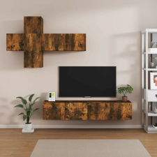 vidaXL 7 részes füstös tölgy színű szerelt fa TV-szekrényszett bútor