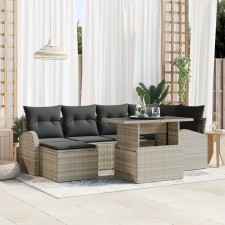 vidaXL 7 részes Kert Sofa Szett Párnákkal Világosszürke Poli Rattan kerti bútor
