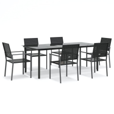 vidaXL 7-részes polyrattan és acél kerti étkezőgarnitúra (3187031) kerti bútor