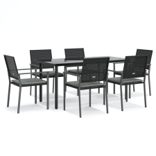 vidaXL 7-részes polyrattan és acél kerti étkezőgarnitúra párnával (3187026) kerti bútor