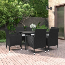 vidaXL 7 részes polyrattan és üveg kerti étkezőgarnitúra párnákkal kerti bútor