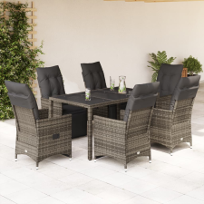 vidaXL 7 részes szürke polyrattan kerti bisztrógarnitúra párnákkal kerti bútor