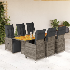 vidaXL 7 részes szürke polyrattan kerti bisztrógarnitúra párnákkal kerti bútor