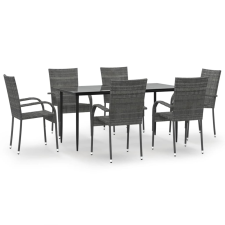 vidaXL 7 részes szürke polyrattan kerti étkezőgarnitúra (3156677) kerti bútor