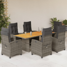 vidaXL 7 részes szürke polyrattan kerti étkezőgarnitúra párnával kerti bútor
