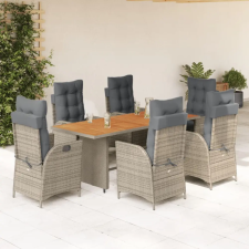 vidaXL 7 részes szürke polyrattan kerti étkezőgarnitúra párnával kerti bútor