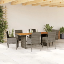 vidaXL 7 részes szürke polyrattan kerti étkezőgarnitúra párnával kerti bútor