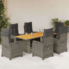 vidaXL 7 részes szürke polyrattan kerti étkezőgarnitúra párnával kerti bútor