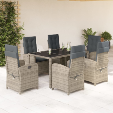 vidaXL 7 részes szürke polyrattan kerti étkezőgarnitúra párnával kerti bútor