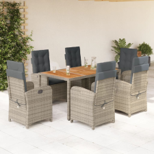 vidaXL 7 részes szürke polyrattan kerti étkezőgarnitúra párnával kerti bútor